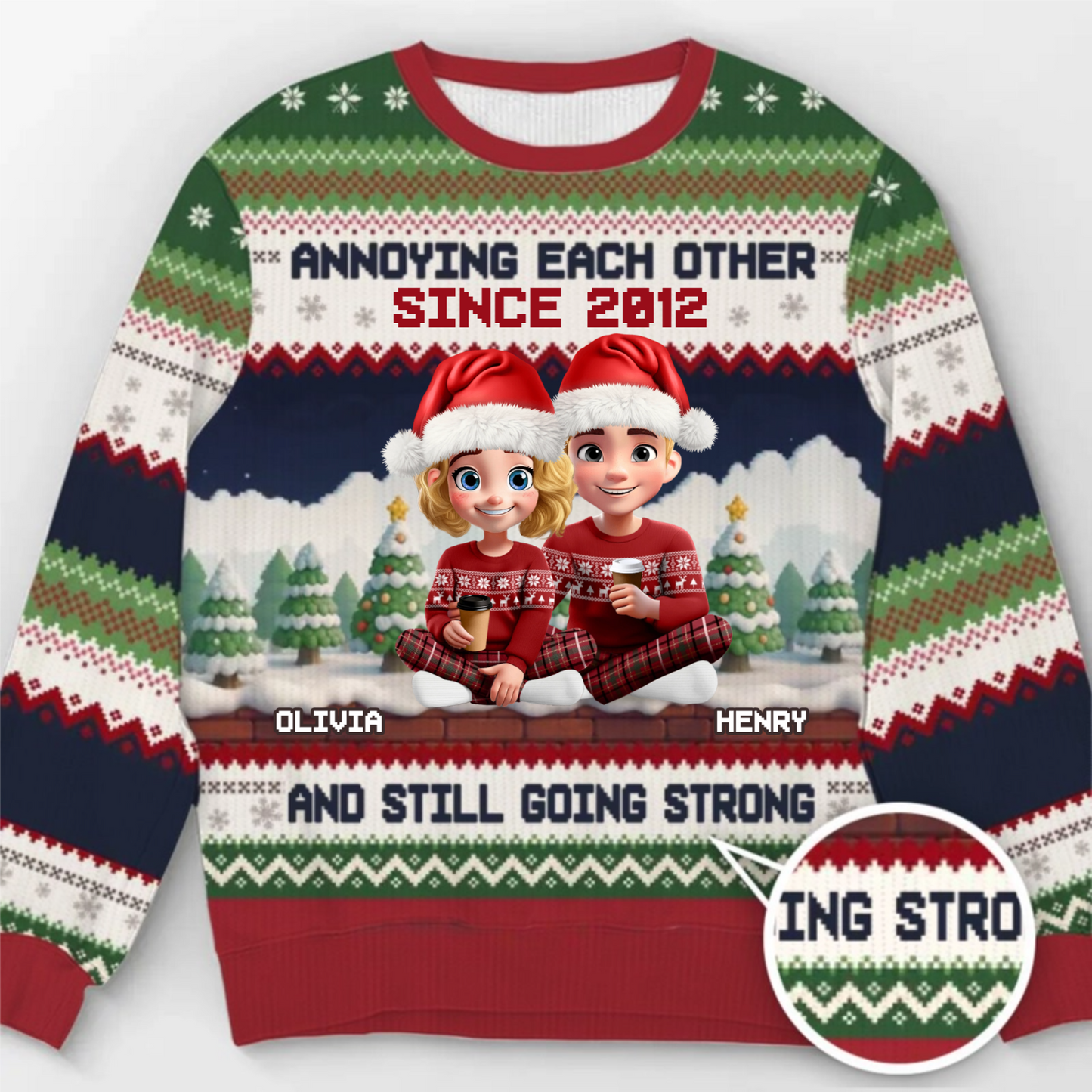 Custom Unisex Ugly Sweatshirt - Personalized Anniversary Christmas Wedding Gifts For Husband And Wife, Him And Her - Merry Fights, Happy Nights