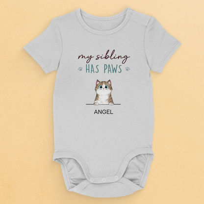 My Sibling Has Paws - Dog Personalized Custom Baby Onesie - Baby Shower Gift, Gift For Pet Owners, Pet Lovers