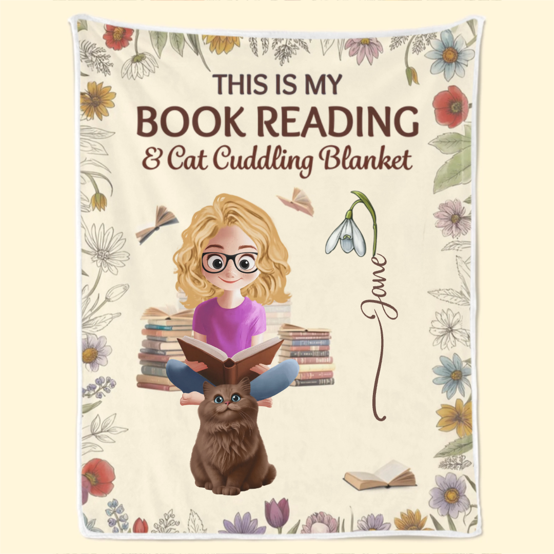 Custom Blanket - Personalized Christmas Bookish Gifts For Book Lovers, Bookworms, Dog Dad And Mom, Cat Owners - Reading Buddies Forever