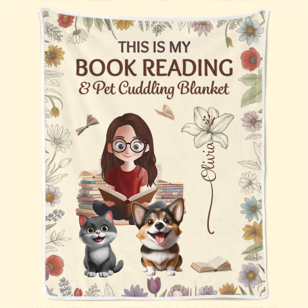 Custom Blanket - Personalized Christmas Bookish Gifts For Book Lovers, Bookworms, Dog Dad And Mom, Cat Owners - Reading Buddies Forever