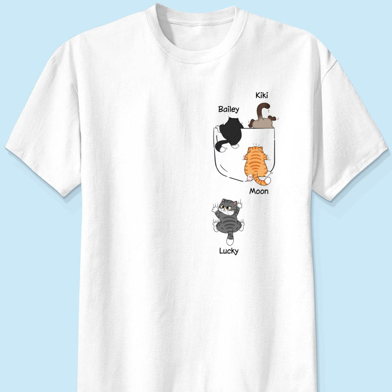 Cute Naughty Cat Climbing Pocket Personalized Shirt