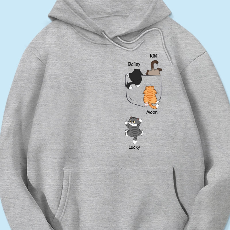 Cute Naughty Cat Climbing Pocket Personalized Shirt