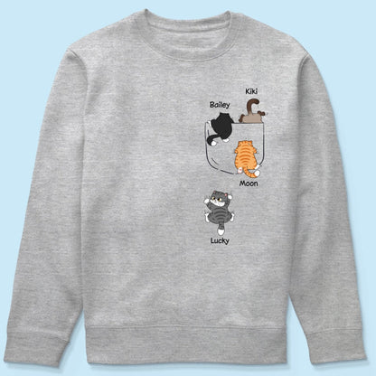 Cute Naughty Cat Climbing Pocket Personalized Shirt