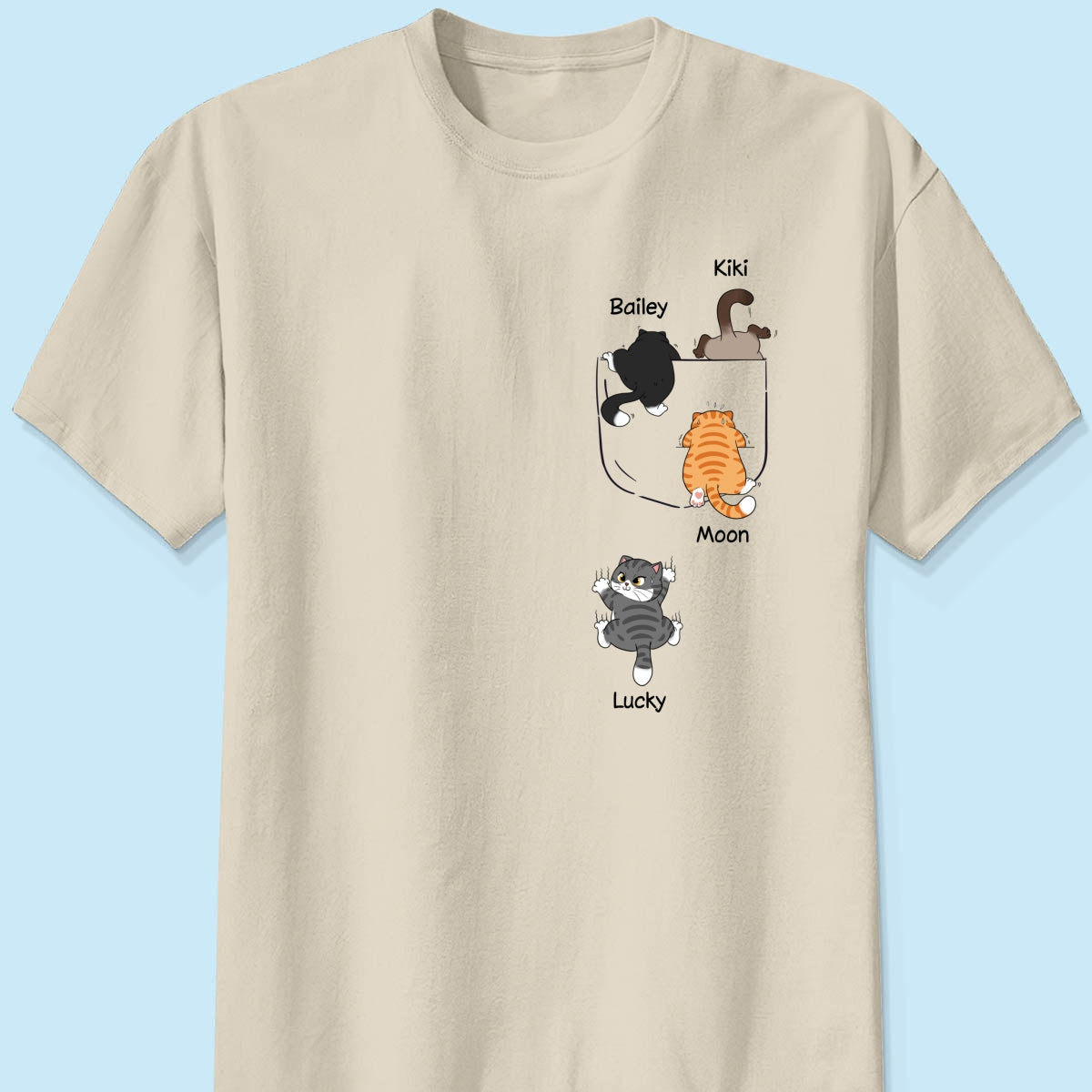 Cute Naughty Cat Climbing Pocket Personalized Shirt