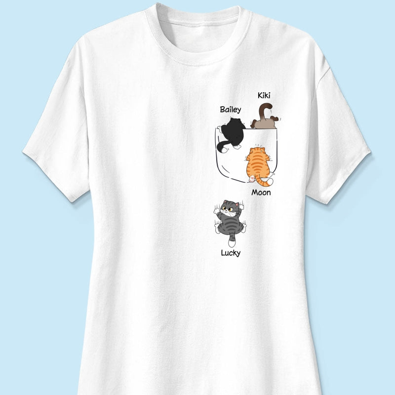 Cute Naughty Cat Climbing Pocket Personalized Shirt