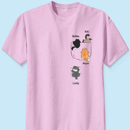 Cute Naughty Cat Climbing Pocket Personalized Shirt