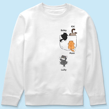 Cute Naughty Cat Climbing Pocket Personalized Shirt