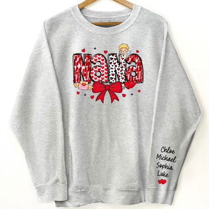 Grandma Valentine Personalized Sleeve Printed Sweatshirt, Valentine's Day Gift For Grandma