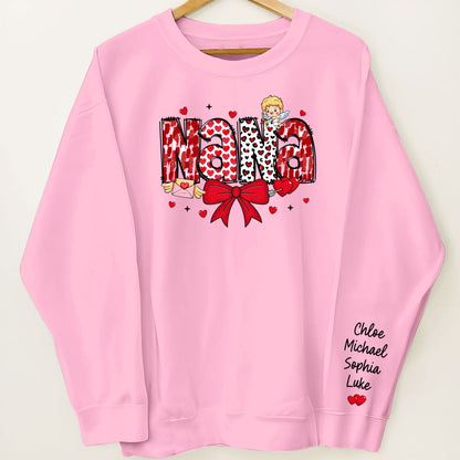 Grandma Valentine Personalized Sleeve Printed Sweatshirt, Valentine's Day Gift For Grandma