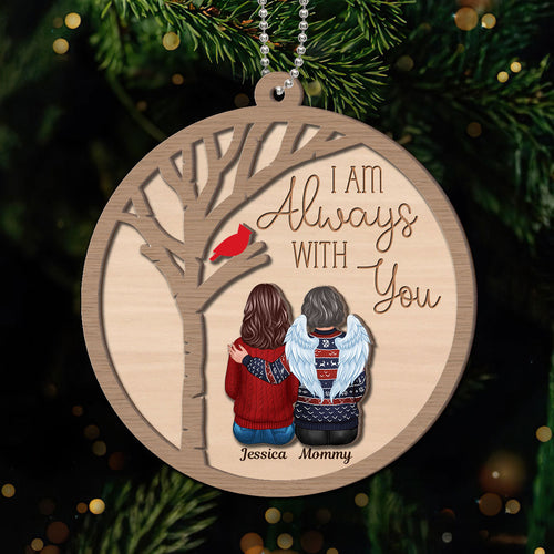 Always With You Cardinal Family Memorial Christmas Personalized 2-Layer Wooden Ornament