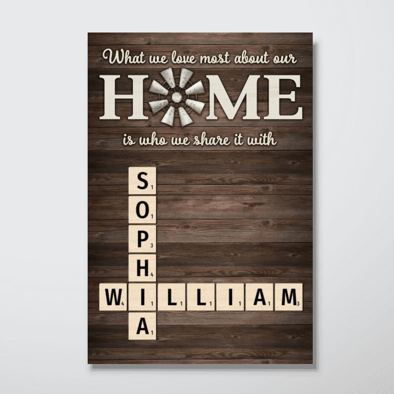 Home Is Who We Share Love With Crosswords Puzzle Art Personalized Poster