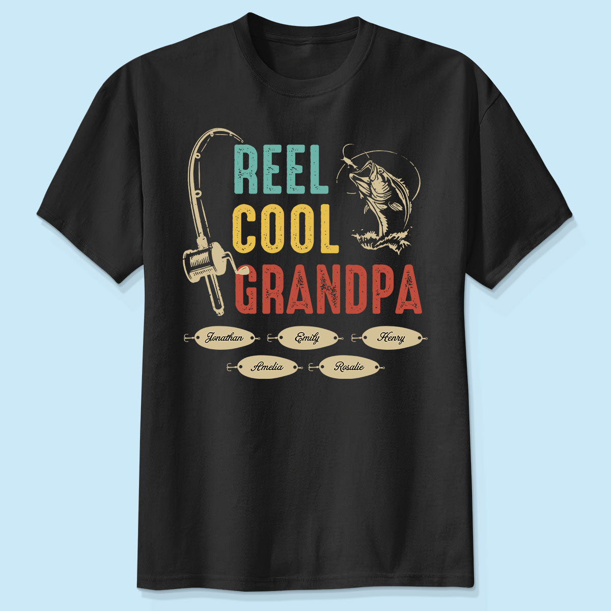 Reel Cool Grandpa Papa Fishing Camouflage Personalized Shirt, Unique 2025 Father's Day Birthday Gift For Grandpa, Dad, Husband