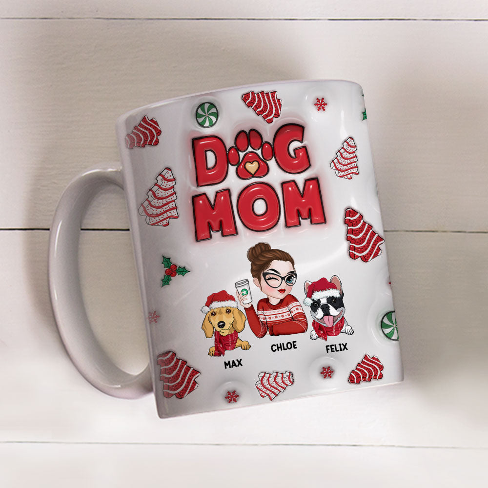 Dog Mom Christmas Cake - Personalized Custom 3D Inflated Effect Mug