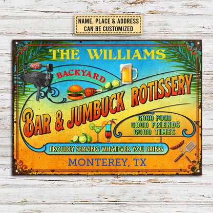 Jumbuck Summer Good Food Good Friends Customized Classic Metal Signs, Yard Sign, Grilling, Bar, Backyard