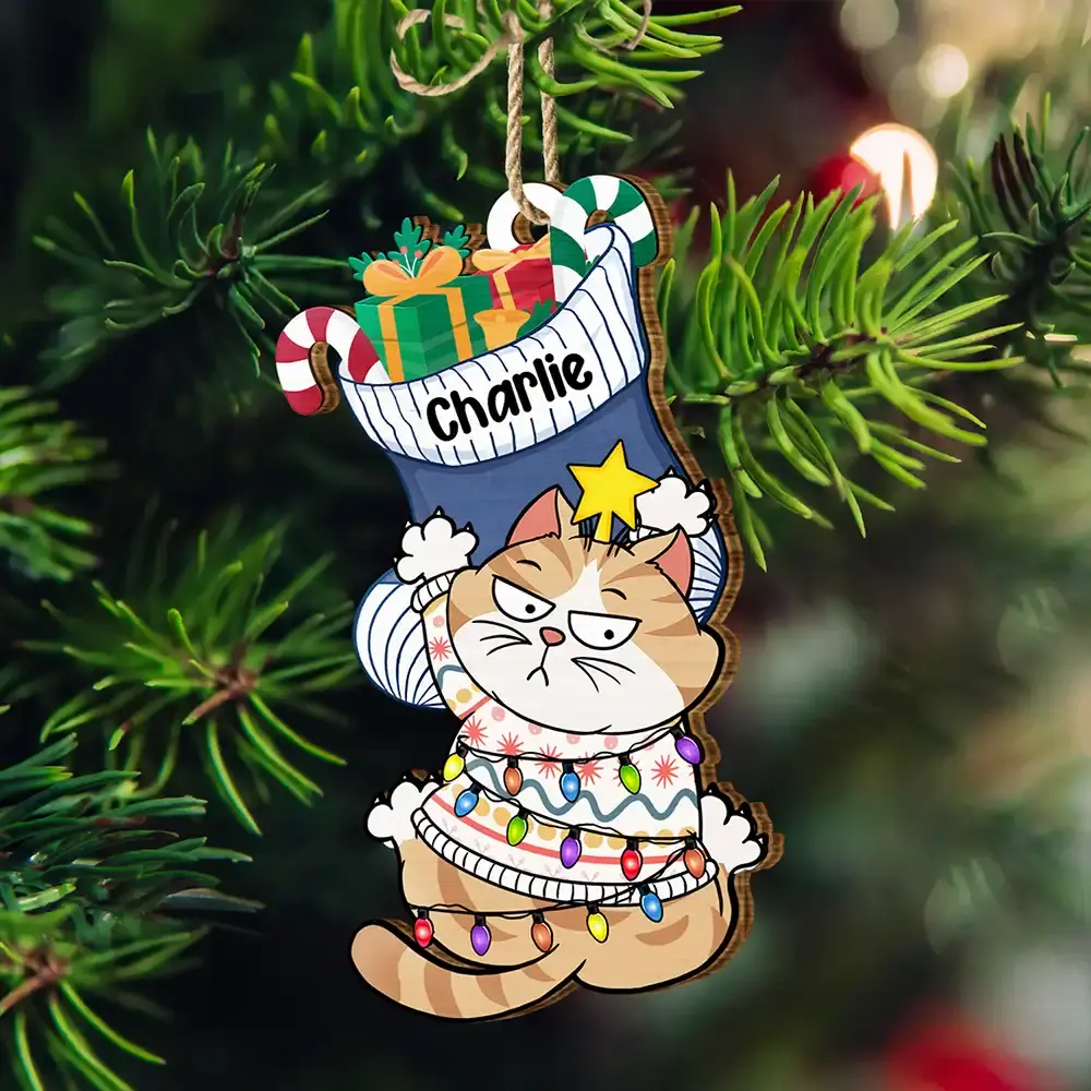 Jingle Cat All The Way - Personalized Custom Shaped Wooden Ornament Ornament The Next Custom Gift