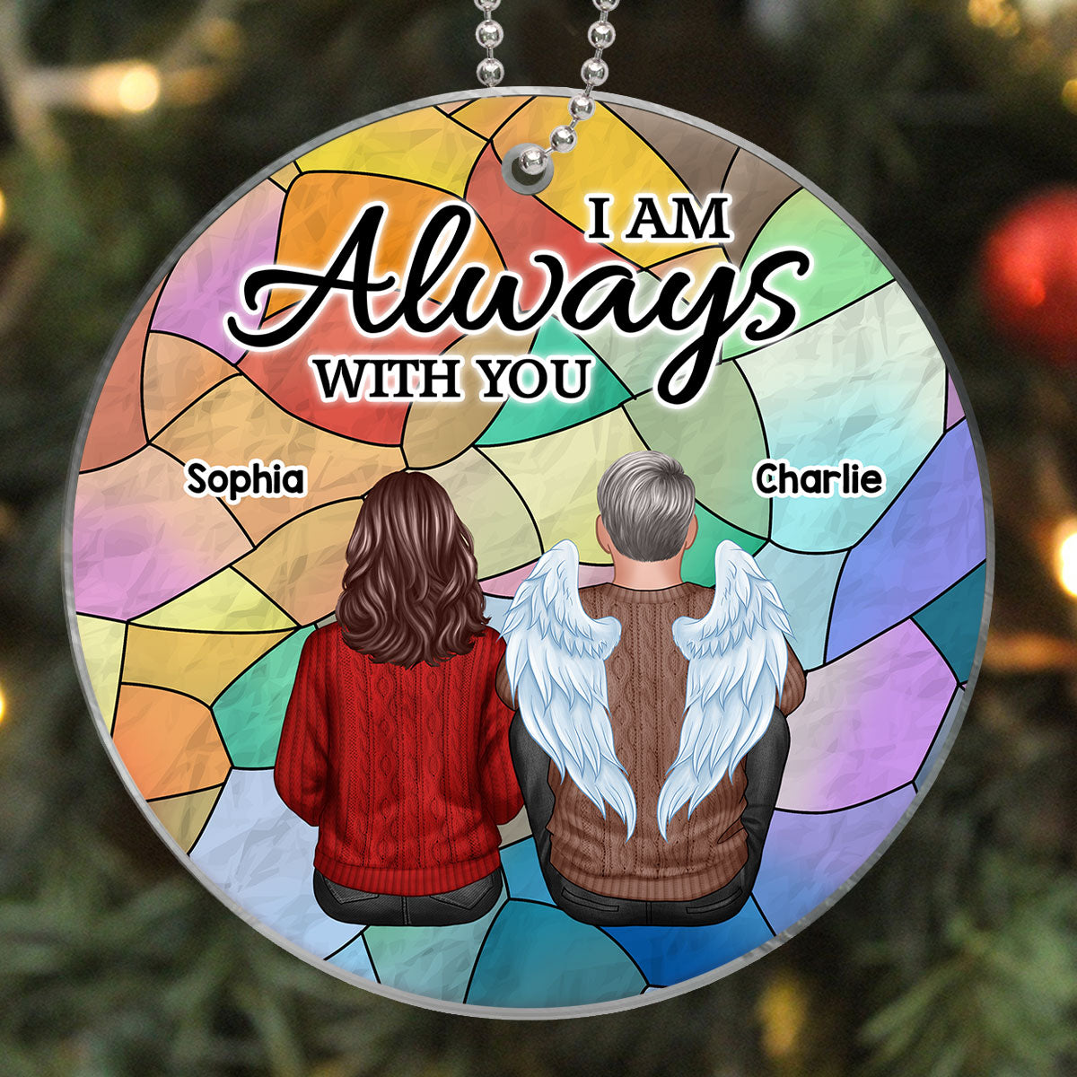 Always With You Family Memorial Colorful Background Personalized Acrylic Ornament