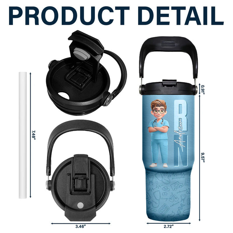 Job Title 3D Effect Nurse - Personalized 30oz Tumbler With Handle