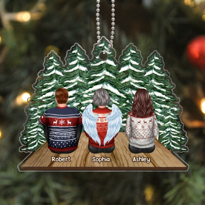 Family Memorial Sitting Back View On Bridge Custom Shape Acrylic Ornament