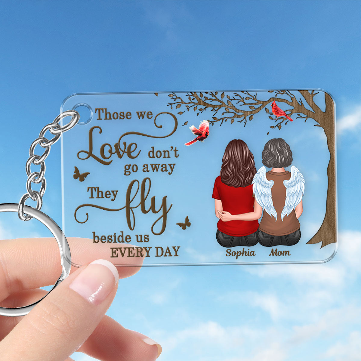 Those We Love Don‘t Go Away Memorial Gift for Mom Grandma Personalized Acylic Keychain