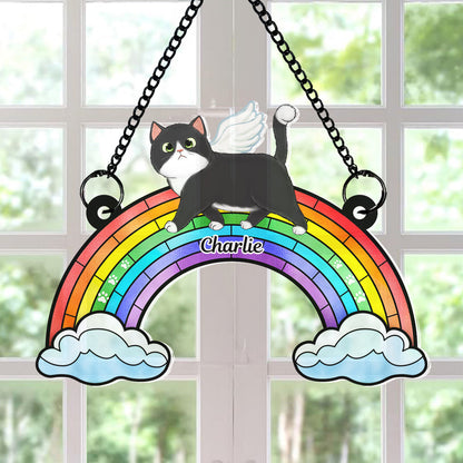 Cats Loss Memorial Rainbow Bridge Personalized Suncatcher Ornament