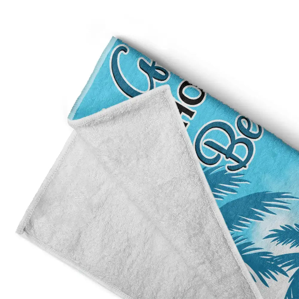 Just A Girl Who Loves Beaches Color Palm Tree - Personalized Beach Towel Beach Towel The Next Custom Gift