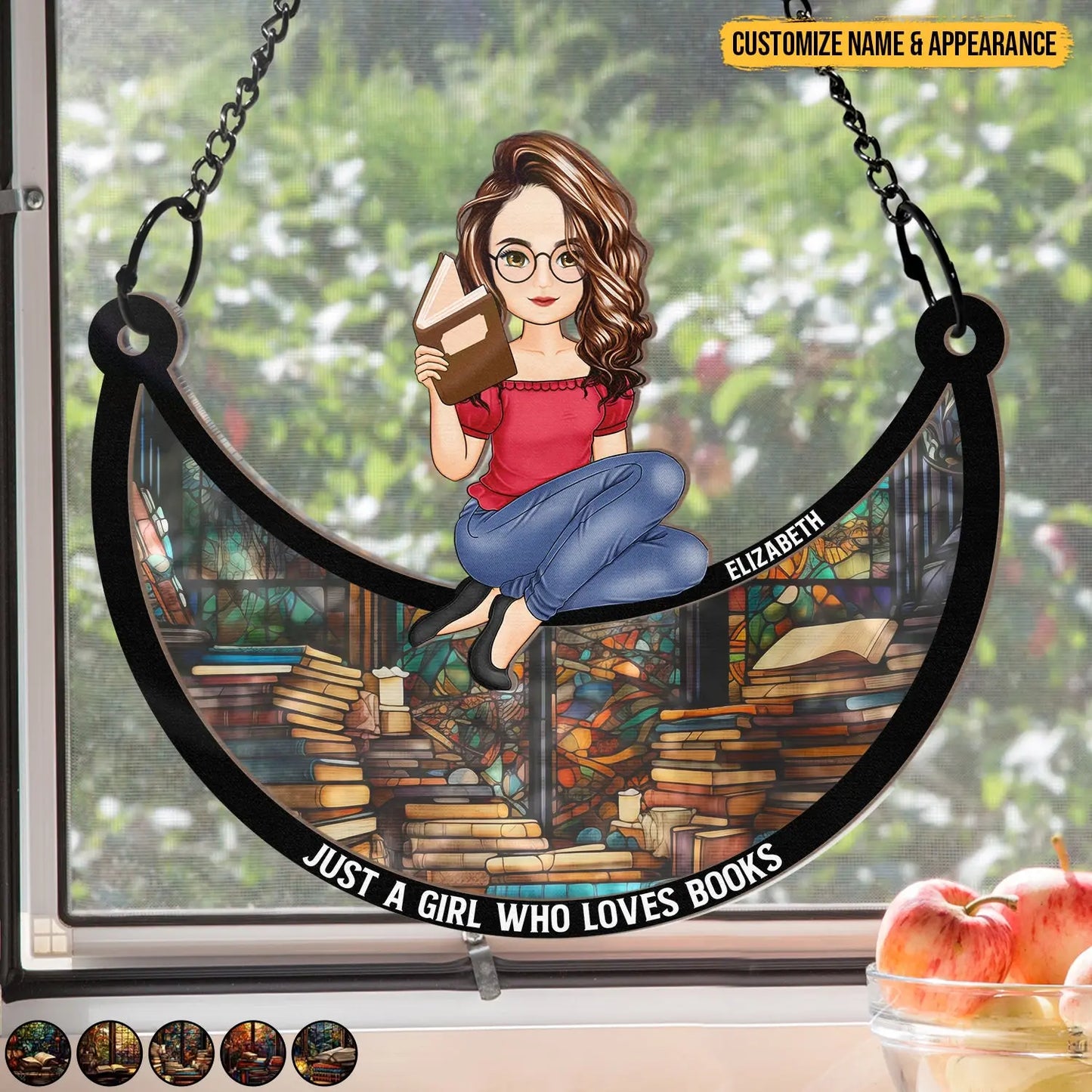 Just A Girl Who Loves Books - Personalized Window Hanging Suncatcher Ornament