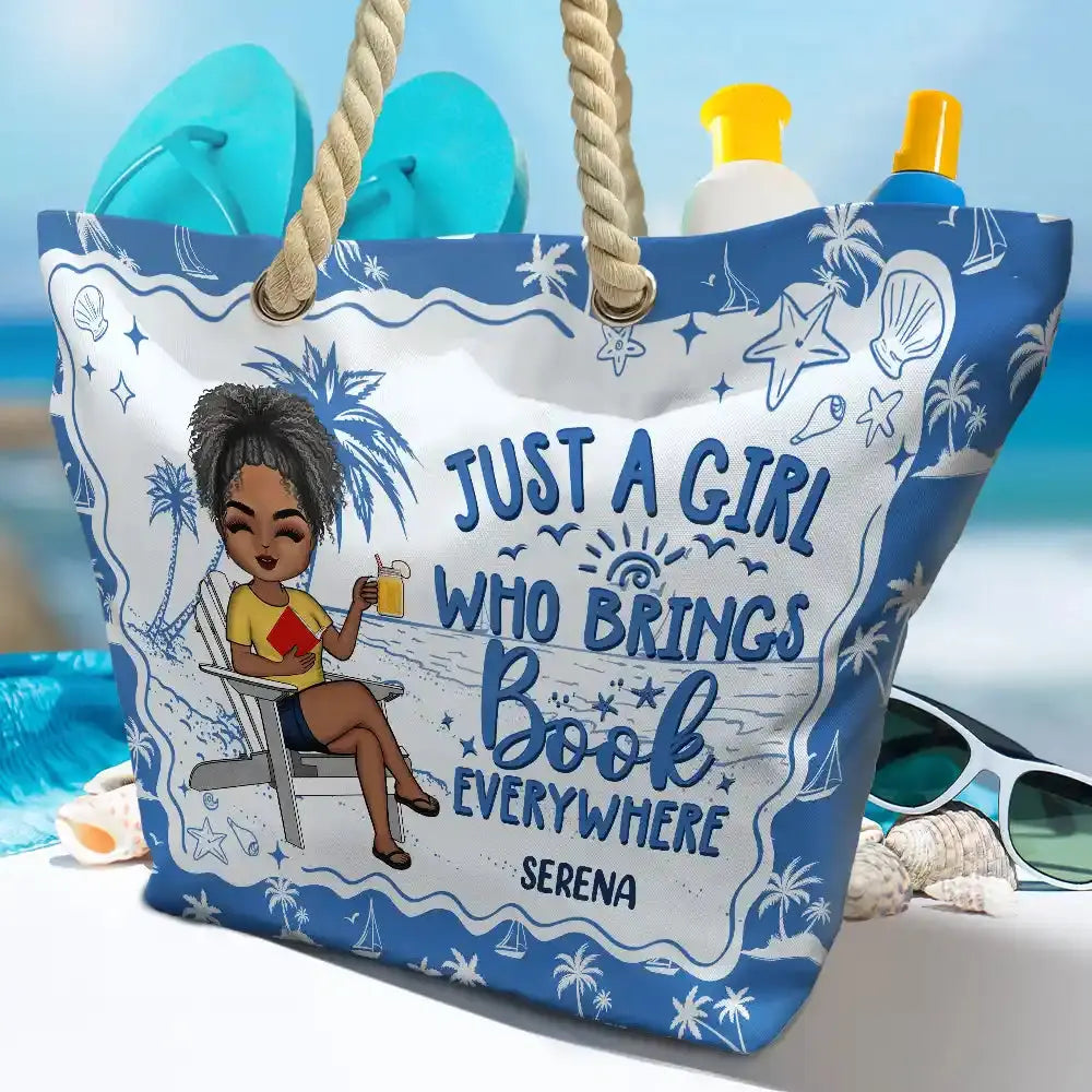 Just Read A Book And Chill - Personalized Beach Bag Beach Bag The Next Custom Gift