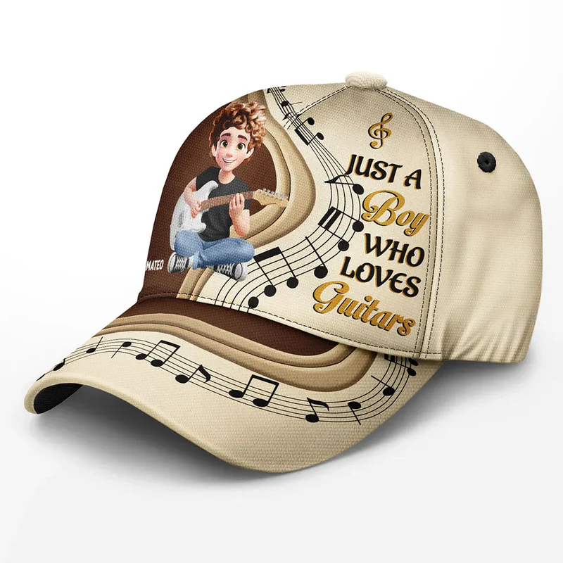 Just A Boy Girl Who Loves Guitars 3D Effect - Personalized Classic Cap