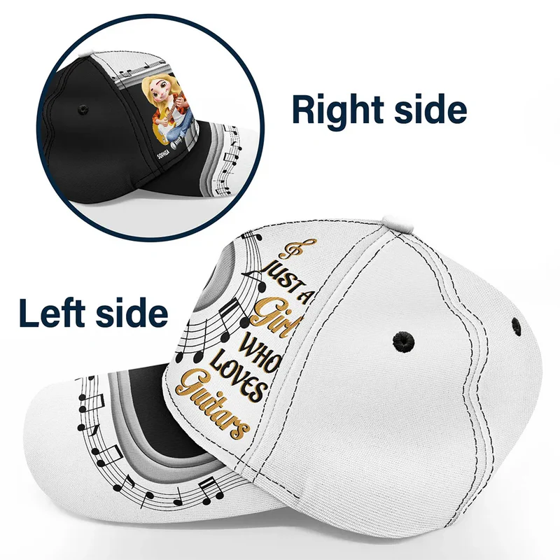 Just A Boy Girl Who Loves Guitars 3D Effect - Personalized Classic Cap
