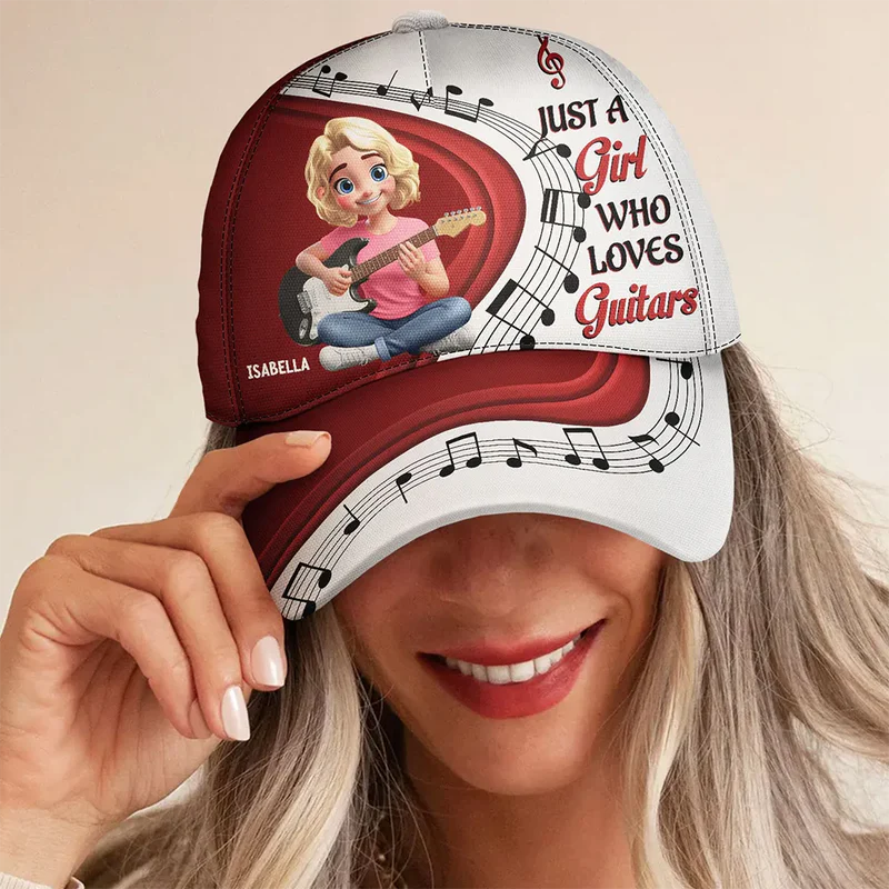 Just A Boy Girl Who Loves Guitars 3D Effect - Personalized Classic Cap