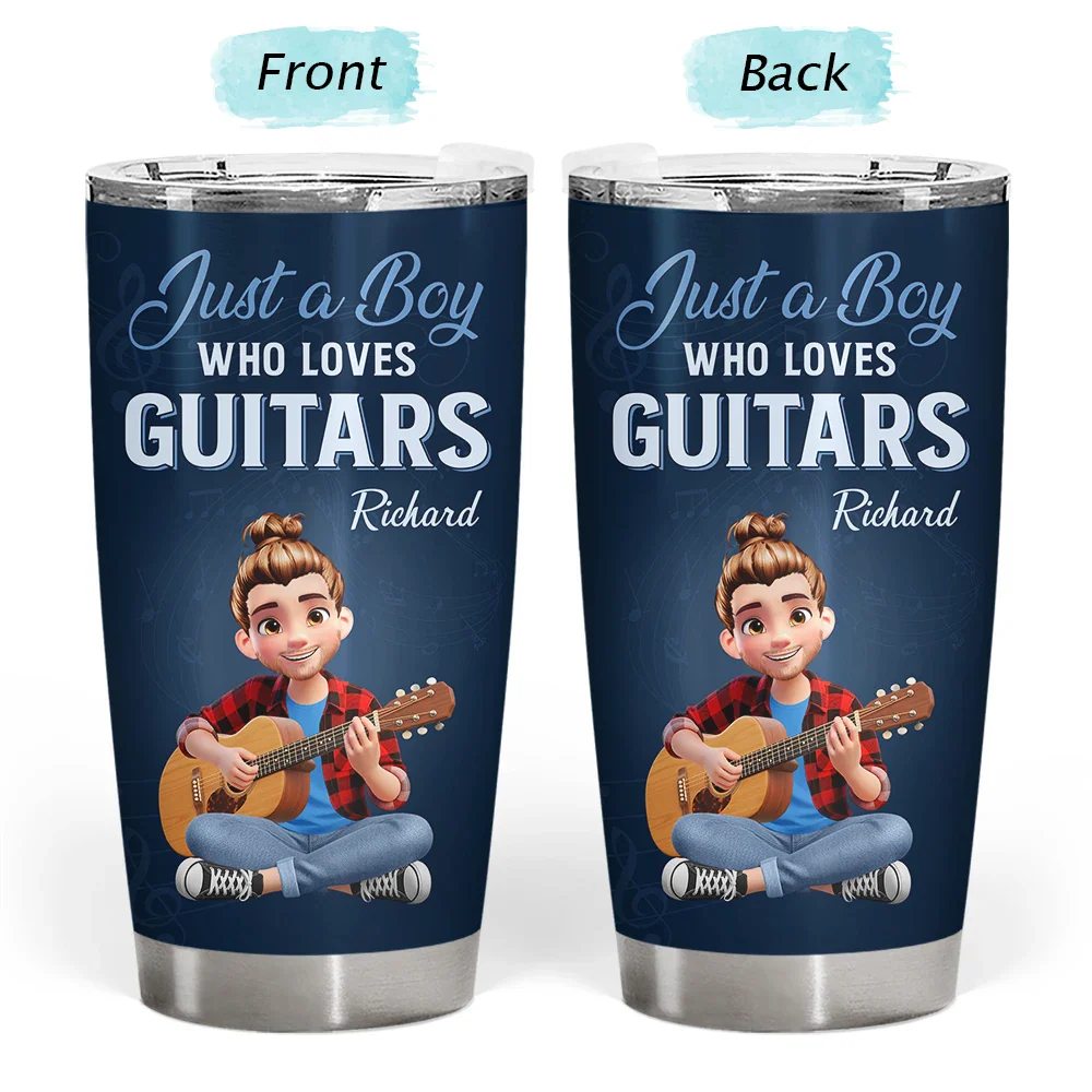 Just A Boy Who Loves Guitars - Personalized Tumbler