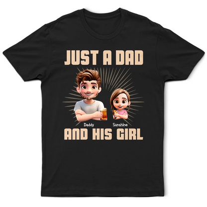 Just A Dad And His Girl 3D Effect Crossed Arms - Personalized T Shirt
