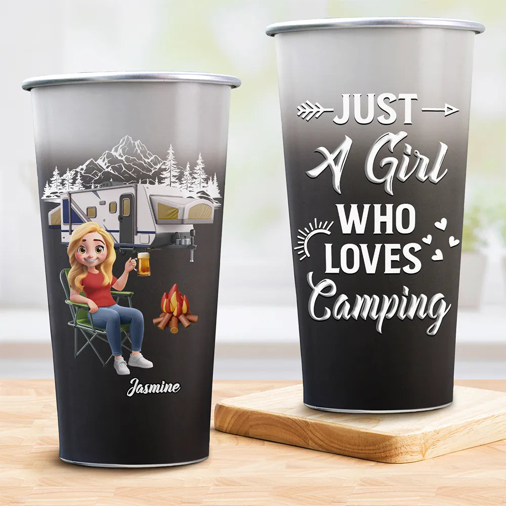 Just A Girl Boy Who Loves Camping 3D Effect - Personalized Aluminum Color Changing Cup