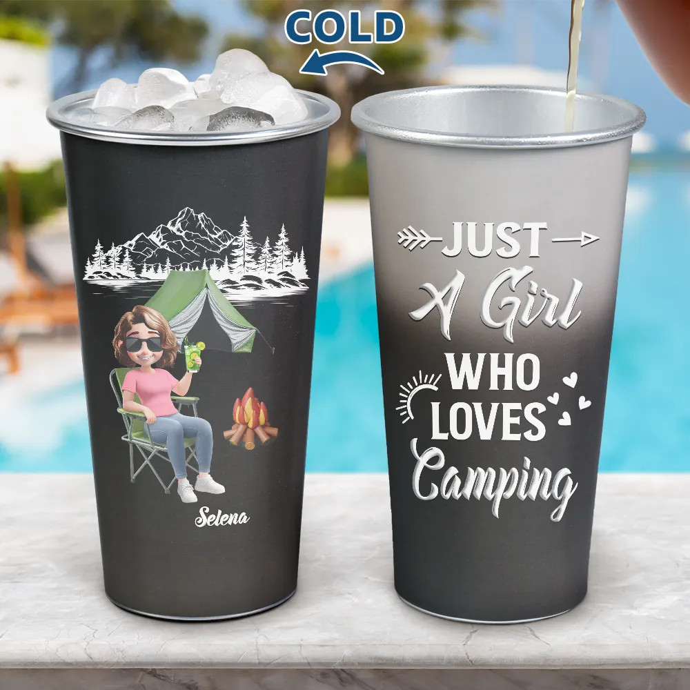 Just A Girl Boy Who Loves Camping 3D Effect - Personalized Aluminum Color Changing Cup