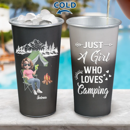 Just A Girl Boy Who Loves Camping 3D Effect - Personalized Aluminum Color Changing Cup