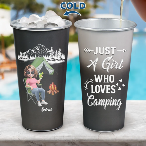 Just A Girl Boy Who Loves Camping 3D Effect - Personalized Aluminum Color Changing Cup