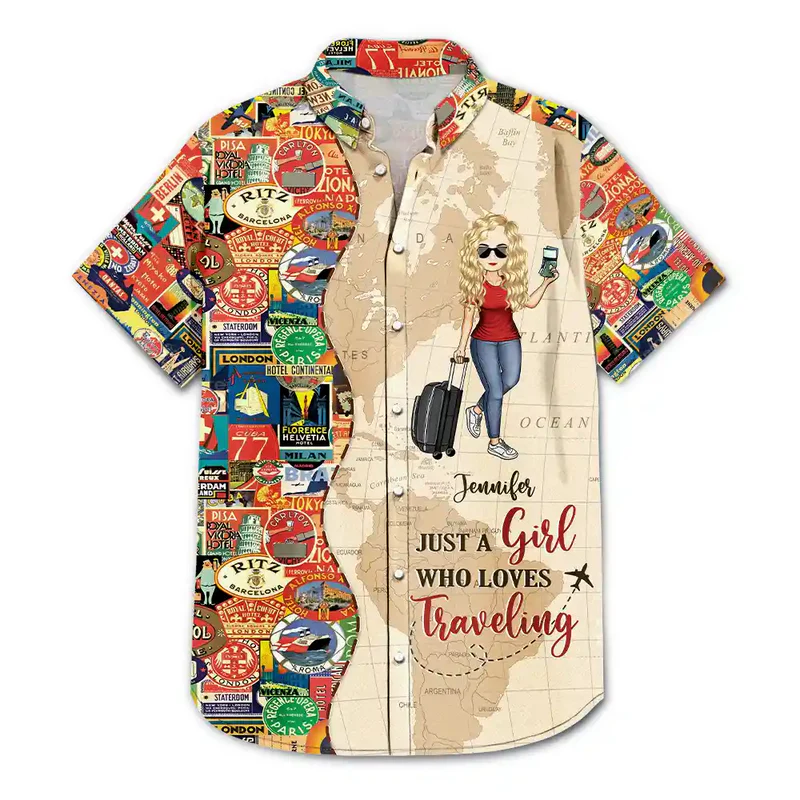 Just A Girl Boy Who Loves Traveling - Personalized Hawaiian Shirt