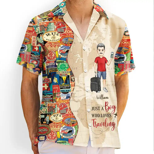 Just A Girl Boy Who Loves Traveling - Personalized Hawaiian Shirt