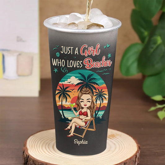 Just A Girl Who Loves Beaches Summer - Personalized Aluminum Color Changing Cup