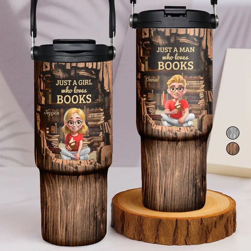 Just A Girl Who Loves Books - Personalized 30oz Tumbler With Handle