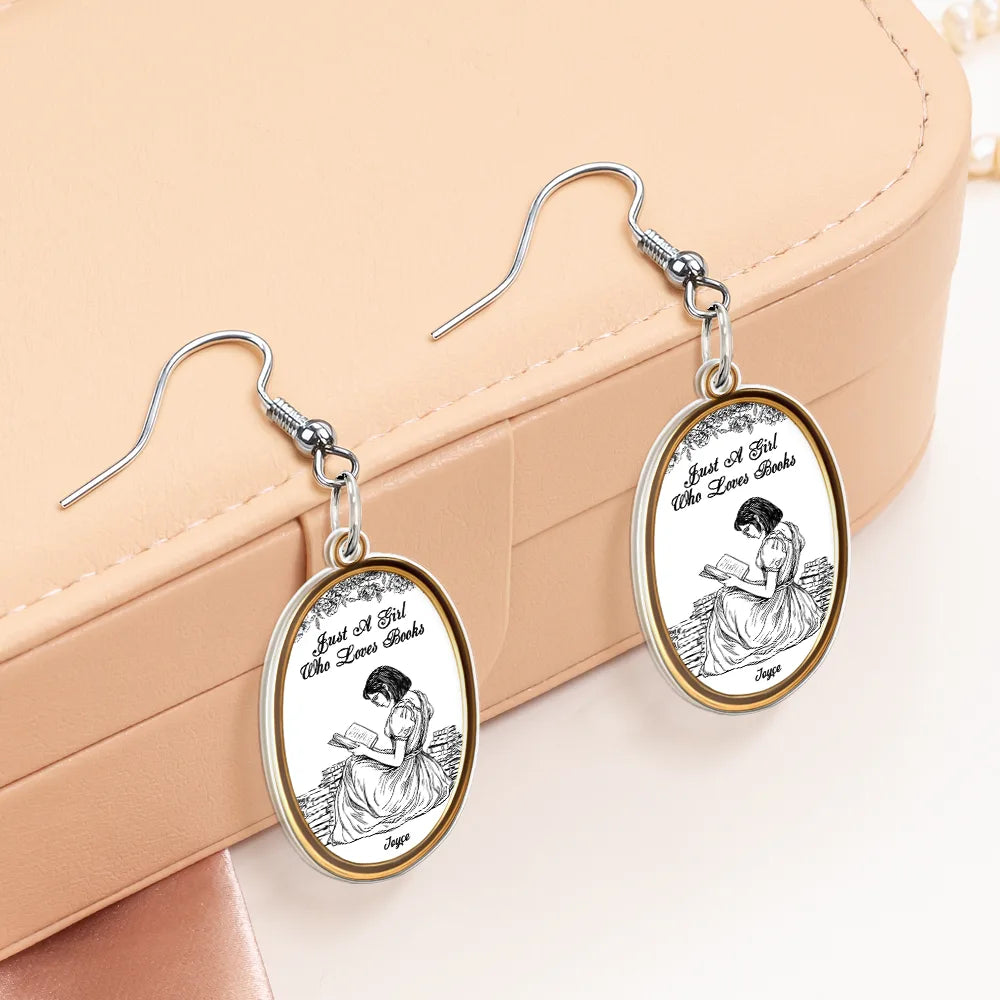 Gift For Yourself,Gift For Women,Happy,Reading - Just A Girl Who Loves Books - Personalized Acrylic Earrings
