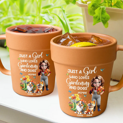 Just A Girl Who Loves Gardening And Dogs - Personalized Plant Pot Ceramic Mug
