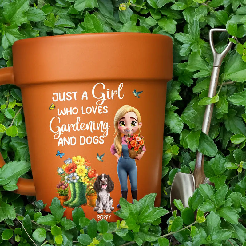 Just A Girl Who Loves Gardening And Dogs - Personalized Plant Pot Ceramic Mug