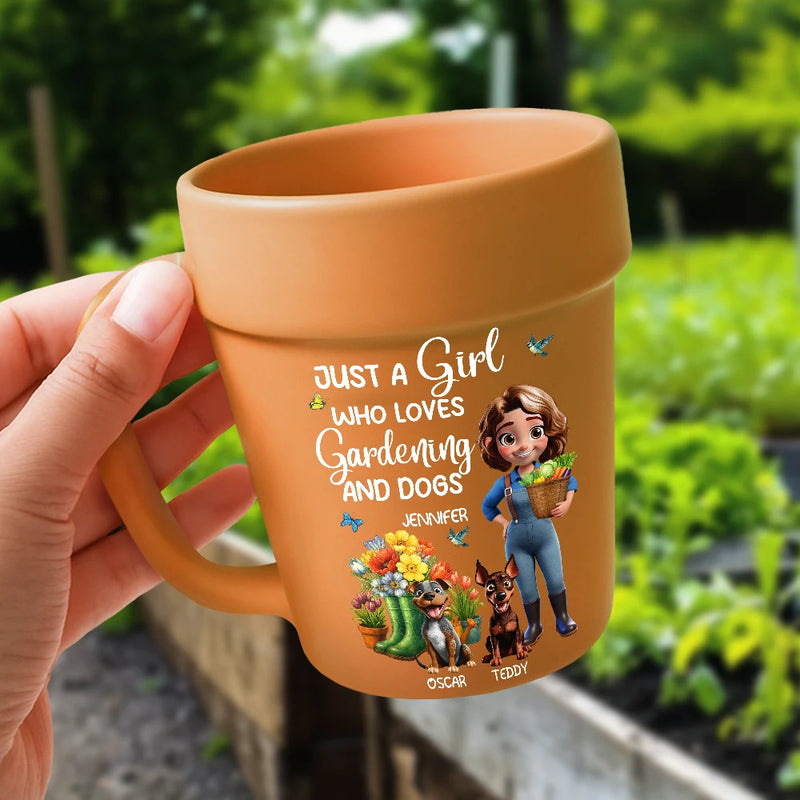 Just A Girl Who Loves Gardening And Dogs - Personalized Plant Pot Ceramic Mug