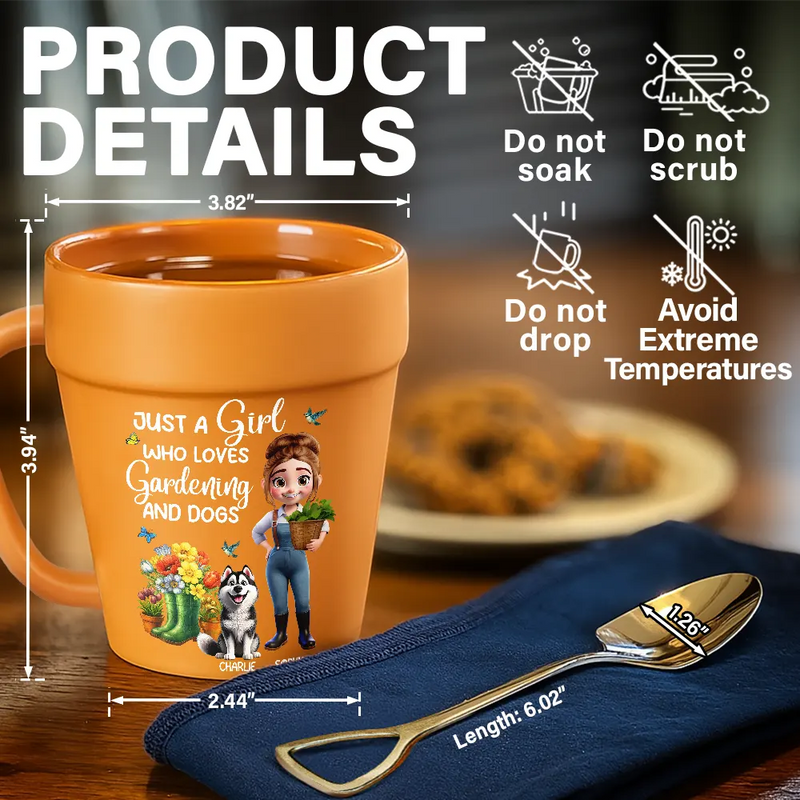 Just A Girl Who Loves Gardening And Dogs - Personalized Plant Pot Ceramic Mug