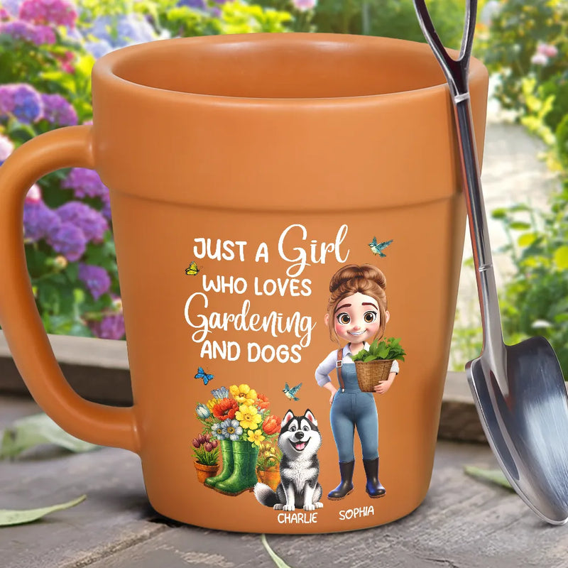 Just A Girl Who Loves Gardening And Dogs - Personalized Plant Pot Ceramic Mug