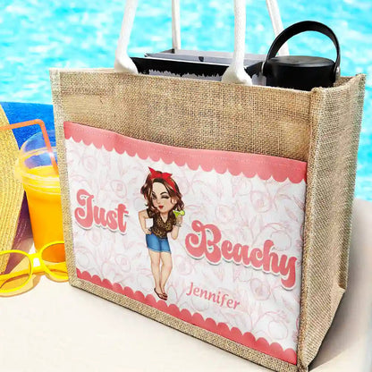 Just Beachy - Personalized Jute Tote Bag