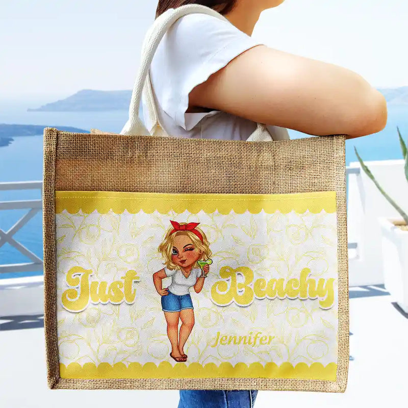 Just Beachy - Personalized Jute Tote Bag