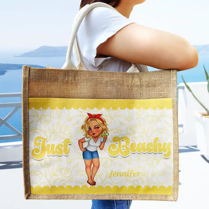 Just Beachy - Personalized Jute Tote Bag