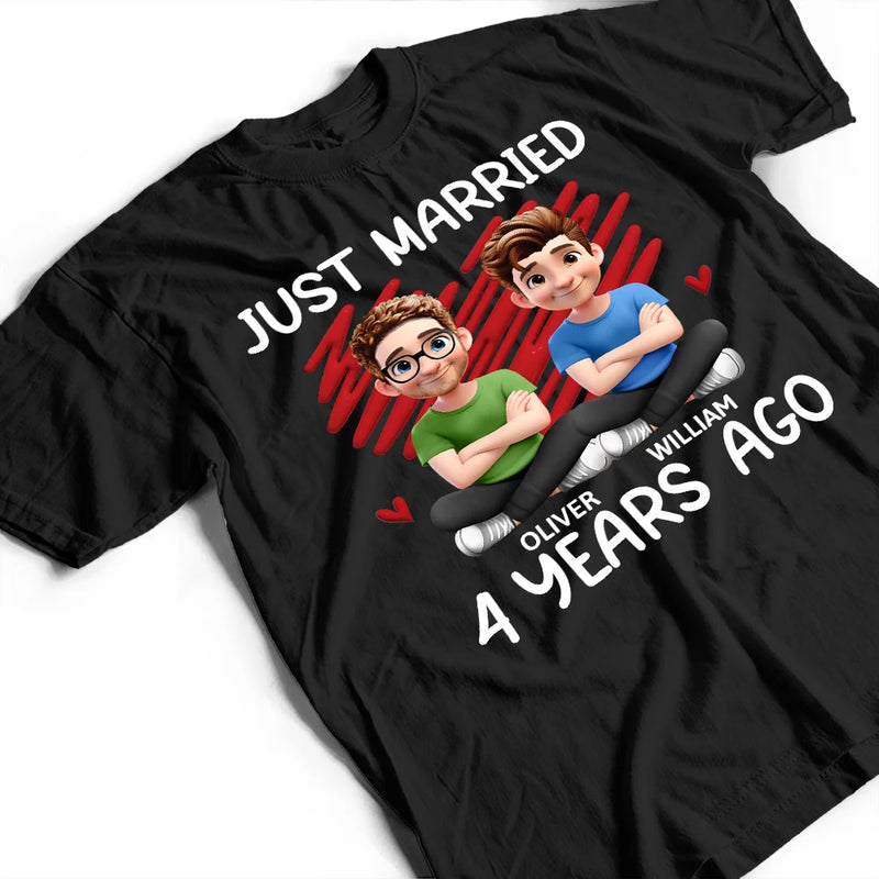 Just Married Many Years Ago Couple - Personalized T Shirt